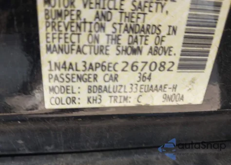 2014 Nissan Altima 2.5 Sv from USA, damaged, VIN 1N4AL3AP6EC267082